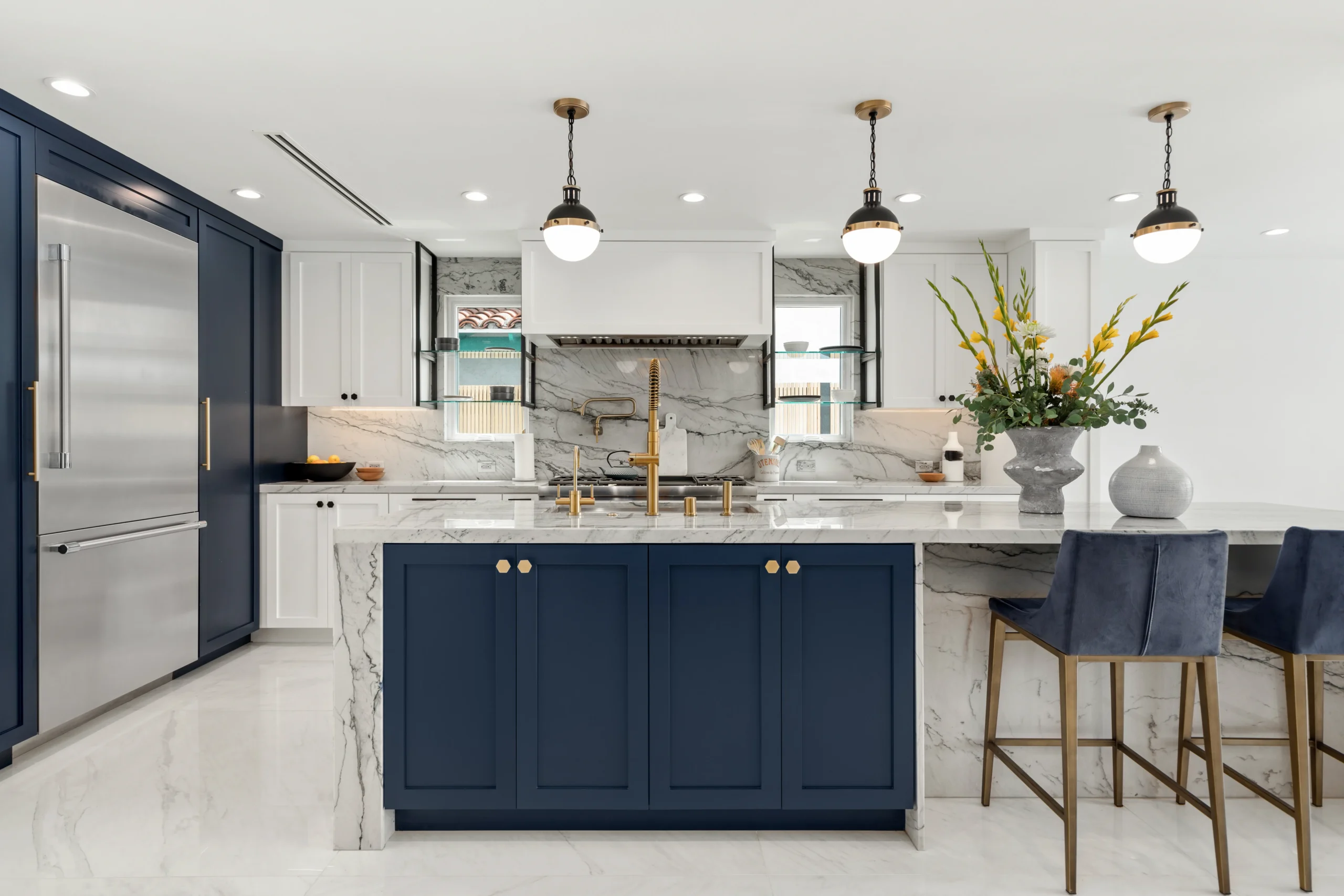 Kitchen Blue Island Brass Faucet, Agoura Hills Interior Design, Interior Conception