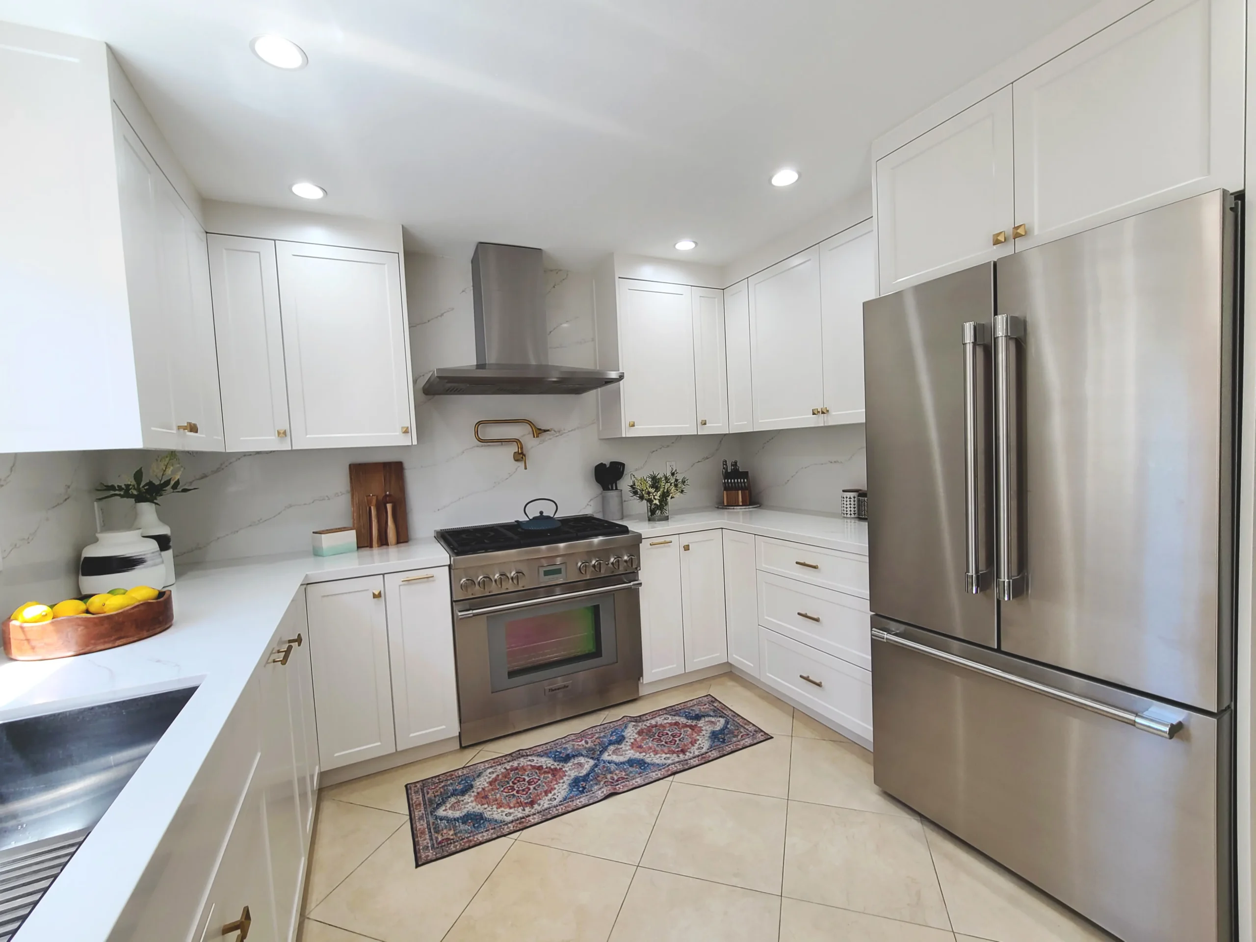 Kitchen Design Stainless Refrigerator Range Wall, Tarzana CA Interior Conception