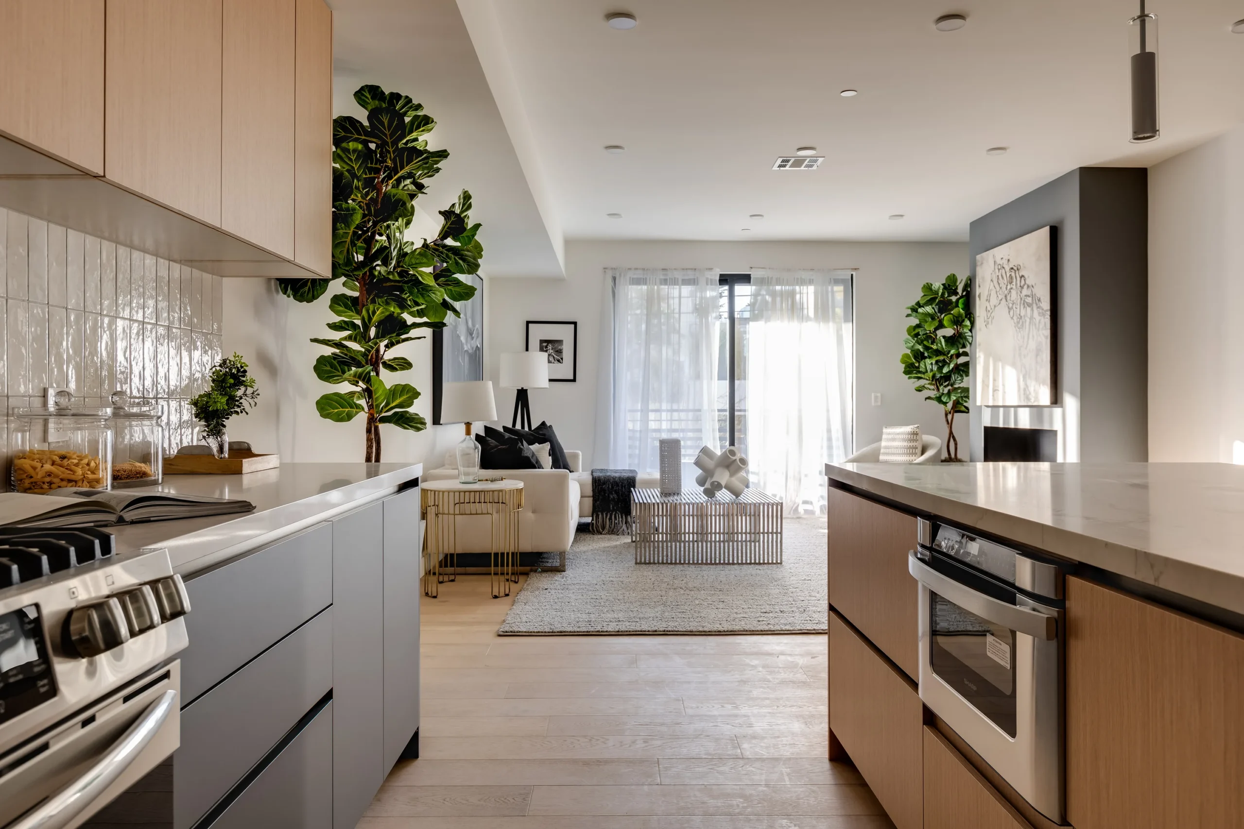 Kitchen Living Room Open Sightline, Los Angeles Interior Design, Interior Conception