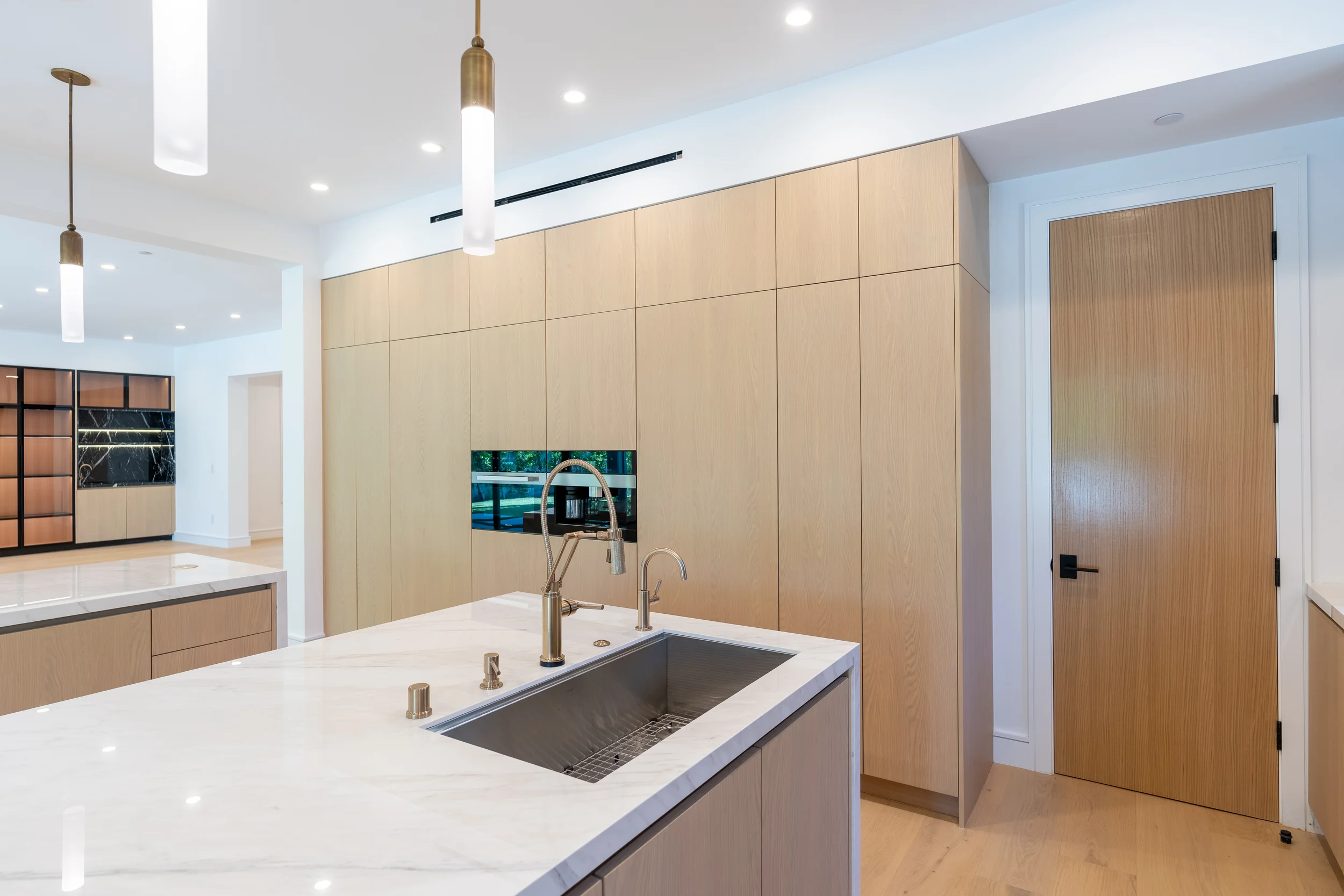 Kitchen Workstation Sink Brass Faucet, Sherman Oaks Interior Design, Interior Conception