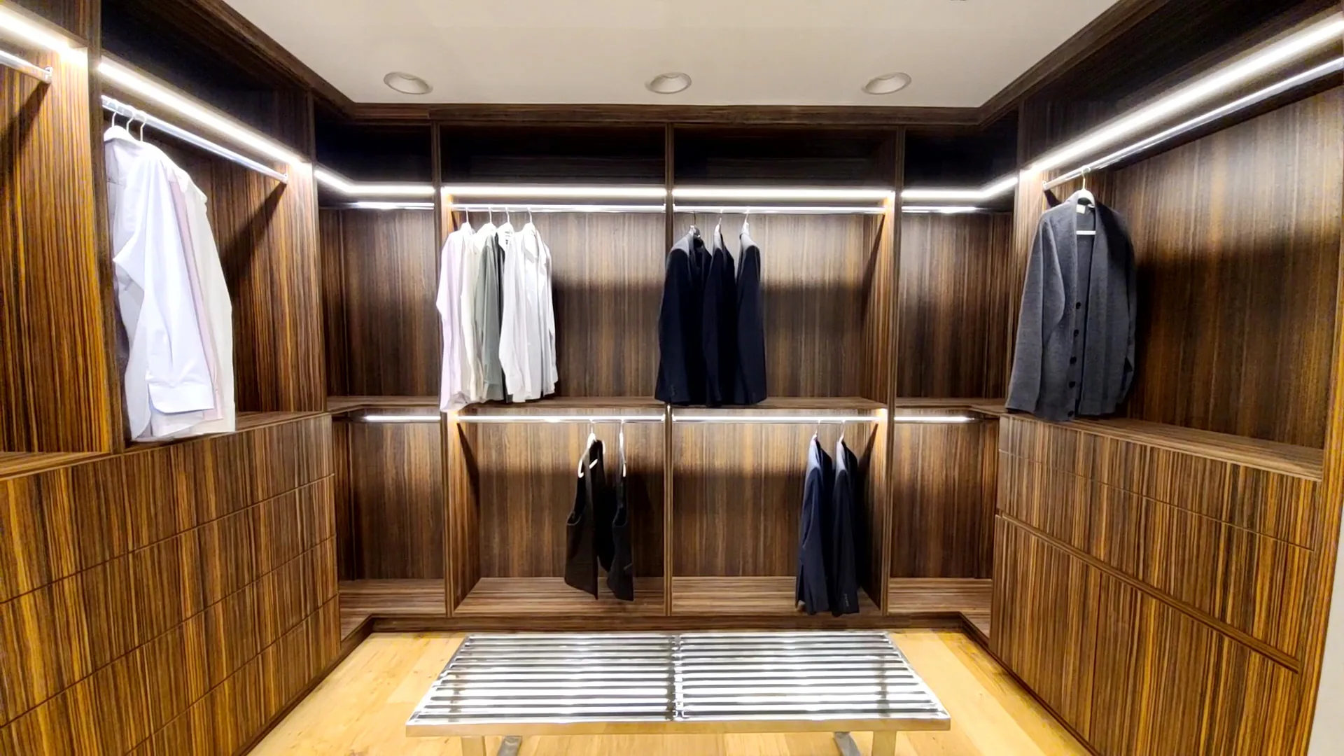 Walk In Closet Design Hanging Storage Wood Cabinetry, Interior Conception